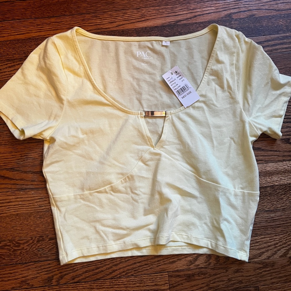 NWT PacSun Yellow Cropped Shirt Womens‎ M